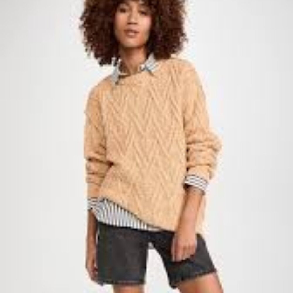 NEW FREE PEOPLE ISLA Cotton cable knit sweater 5M3 - Picture 3 of 12